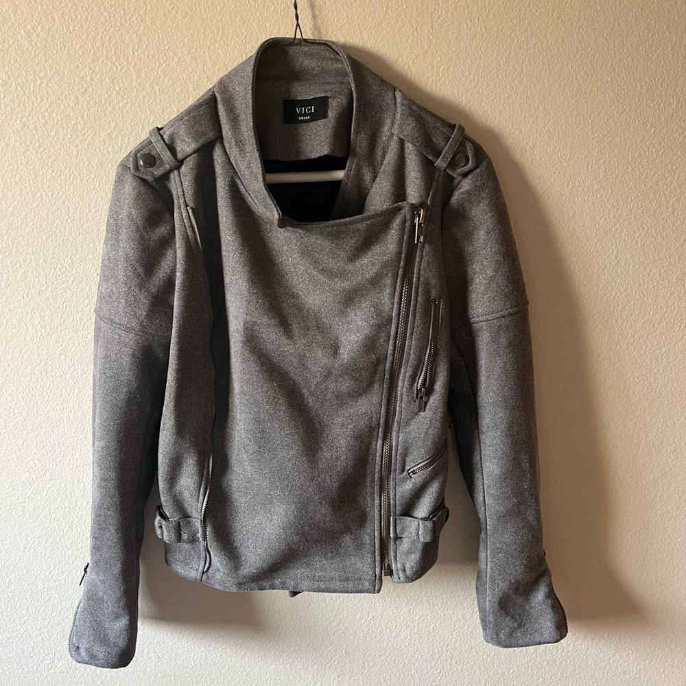 Vici biker moto women’s jacket grey 100% cotton small 🎈